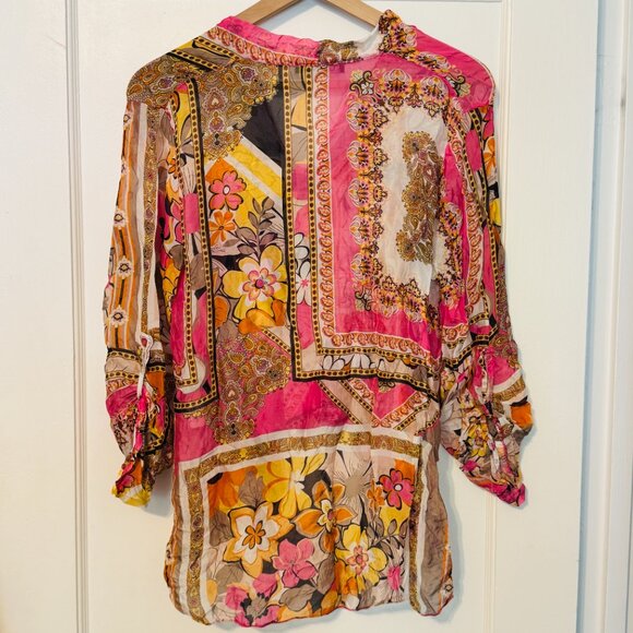 LOLA Italian Silk Blend Floral Blouse - L - Picture 5 of 6